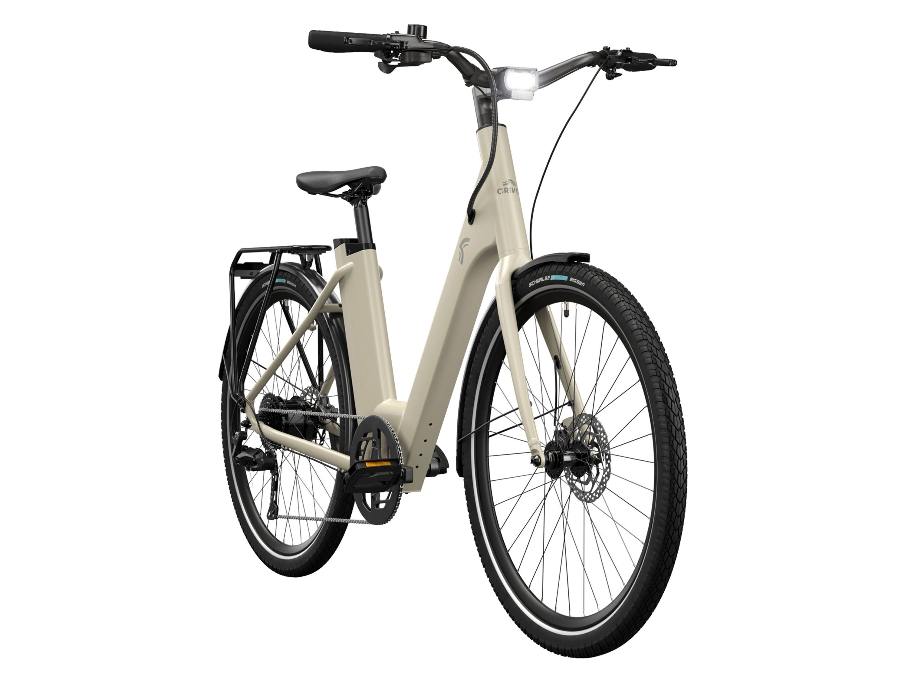 CRIVIT Mestský elektrobicykel s prehadzovačkou Shimano CUES Y.3  (béžová)