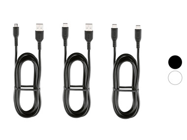 TRONIC® Nabíjací a dátový kábel USB-C, USB-A a Micro, 1,8 m