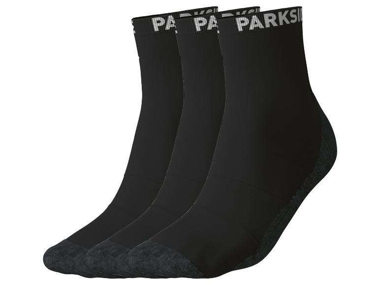 Tri páry čiernych ponožiek s nápisom „PARKSIDE“ na leme.