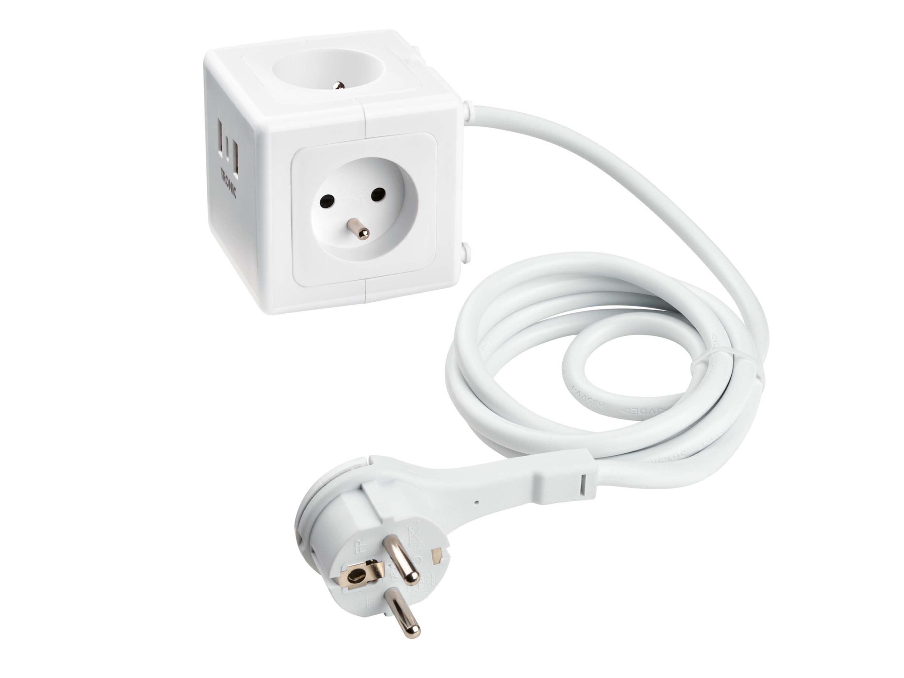 TRONIC® Zásuvková kocka s USB prípojkami (biela)