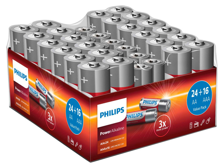 Prejsť na zobrazenie na celú obrazovku: PHILIPS Power alkalické batérie, 24 + 16 kusov – obrázok 1
