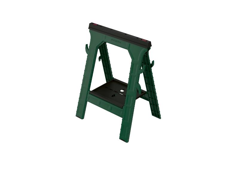 Zelený skladací pracovný stojan Parkside.