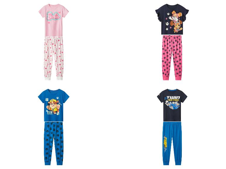 Detské pyžamá: súpravy Barbie, Paw Patrol a Hot Wheels.