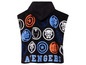 Čierna župan s kapucňou s logami Avengers.