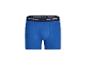 Modré boxerky s čiernym elastickým pásom s nápisom „HAPPY SHORTS“ bielou farbou.