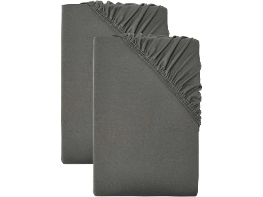 LIVARNO HOME Napínacia džersejová plachta, 90 – 100 x 200 cm, sivá, 2 kusy