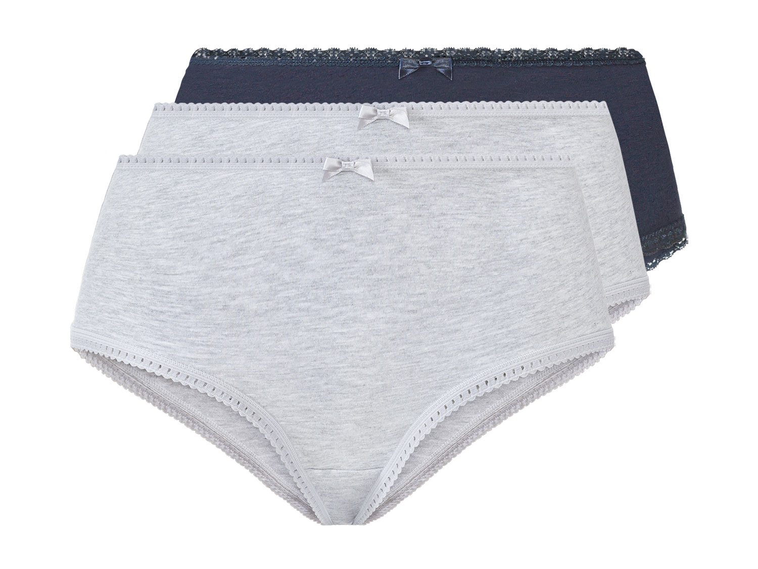 esmara® Dámske bedrové nohavičky, 3 kusy (XS (32/34), navy modrá/sivá)