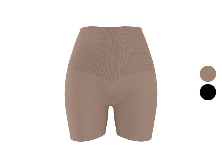 Vysoké sťahovacie šortky v béžovej farbe s rebrovanými detailmi.