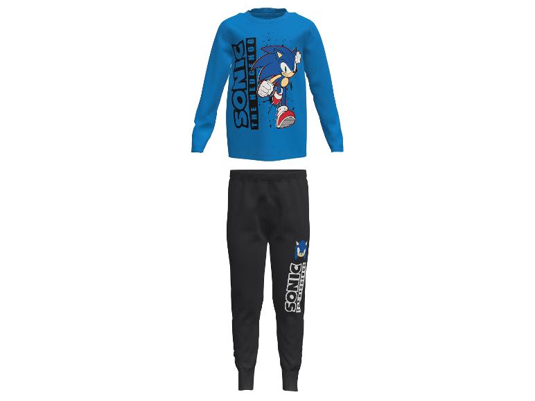 Detské pyžamo Sonic the Hedgehog, modrý top a čierne nohavice.