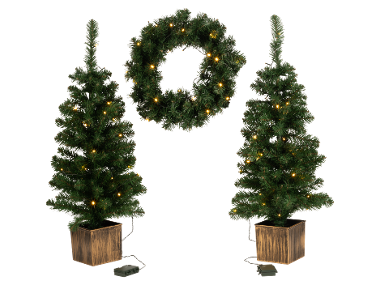 LIVARNO® Súprava LED vianočných stromčekov a adventného venca