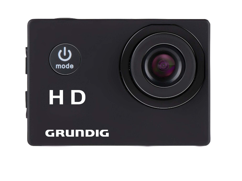 Čierna HD akčná kamera Grundig.