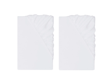 LIVARNO® Napínacia plachta z bavlneného saténu, 90 – 100 x 200 cm, biela, 2 kusy