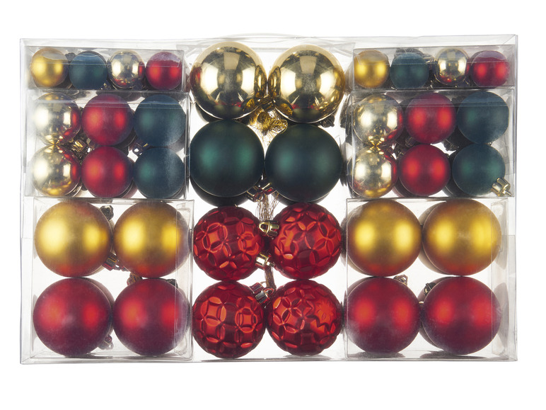LIVARNO home Vianočné gule, 100 kusov (červená/zlatá/zelená)