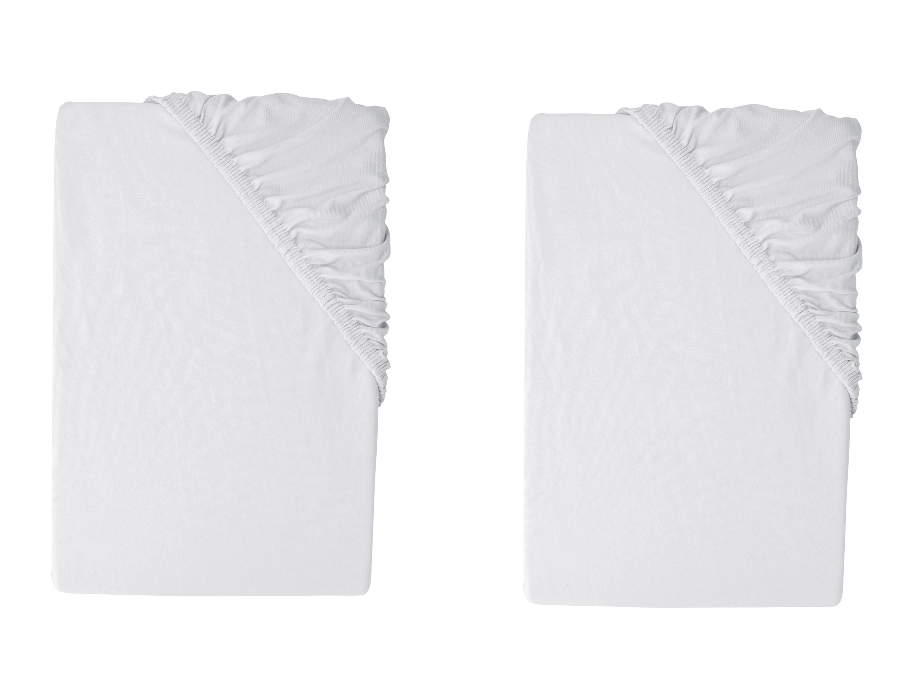 LIVARNO® Napínacia džersejová plachta, 90 – 100 x 200 cm, sivá, 2 kusy
