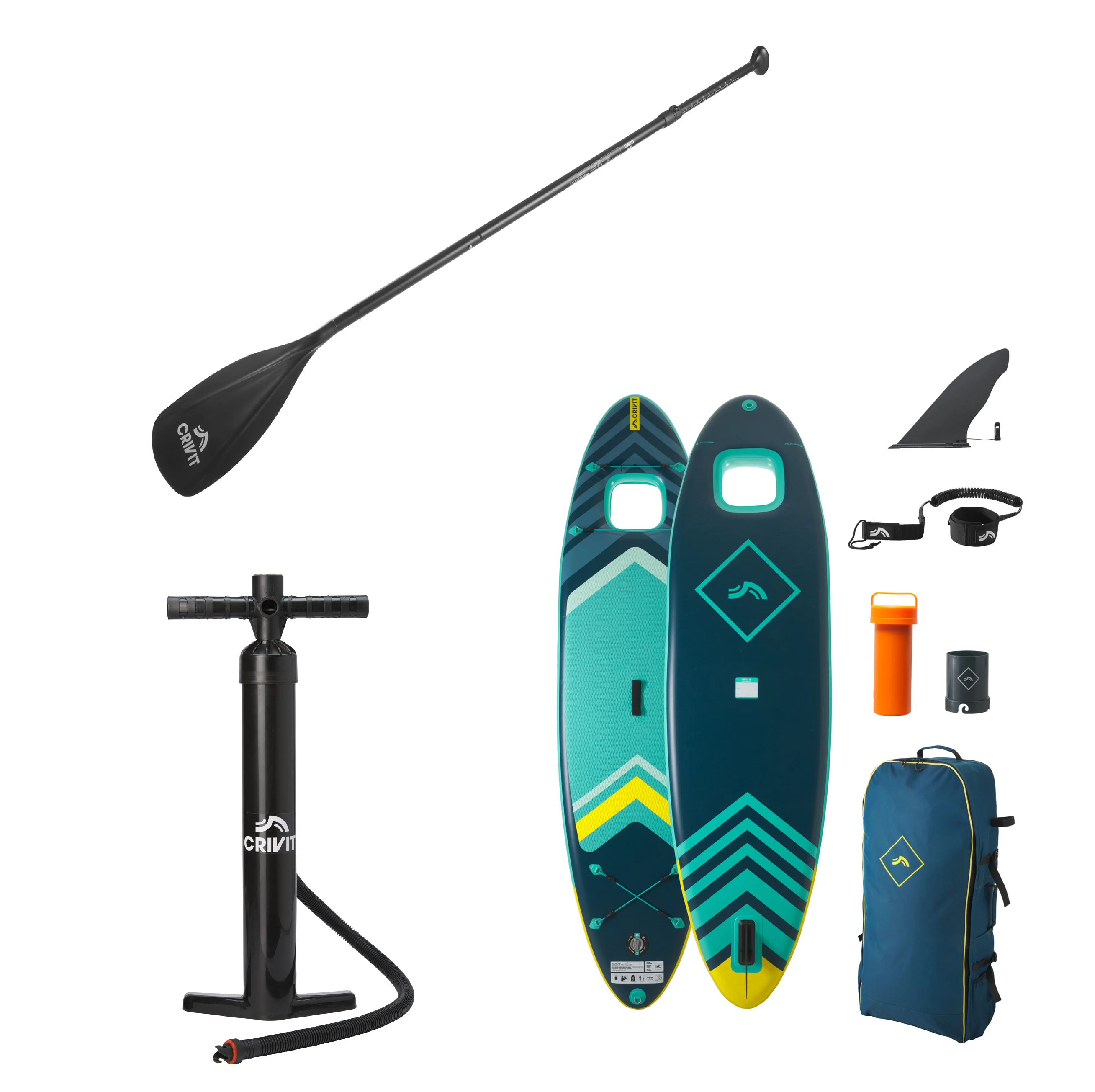 CRIVIT Jednokomorový paddleboard Aquaview + Pumpa + Pádlo na paddleboard