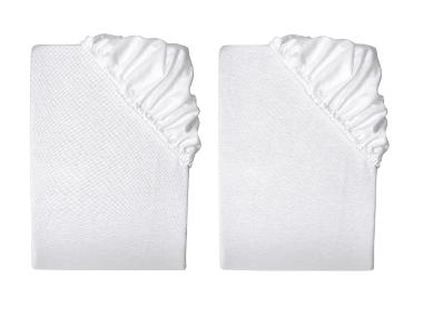 LIVARNO home Napínacia plachta z jemného flanelu, biela, 90 – 100 x 200 cm, 2 kusy