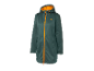 Tmavomodrá softshell bunda Crivit s oranžovým zipsom a kapucňou.