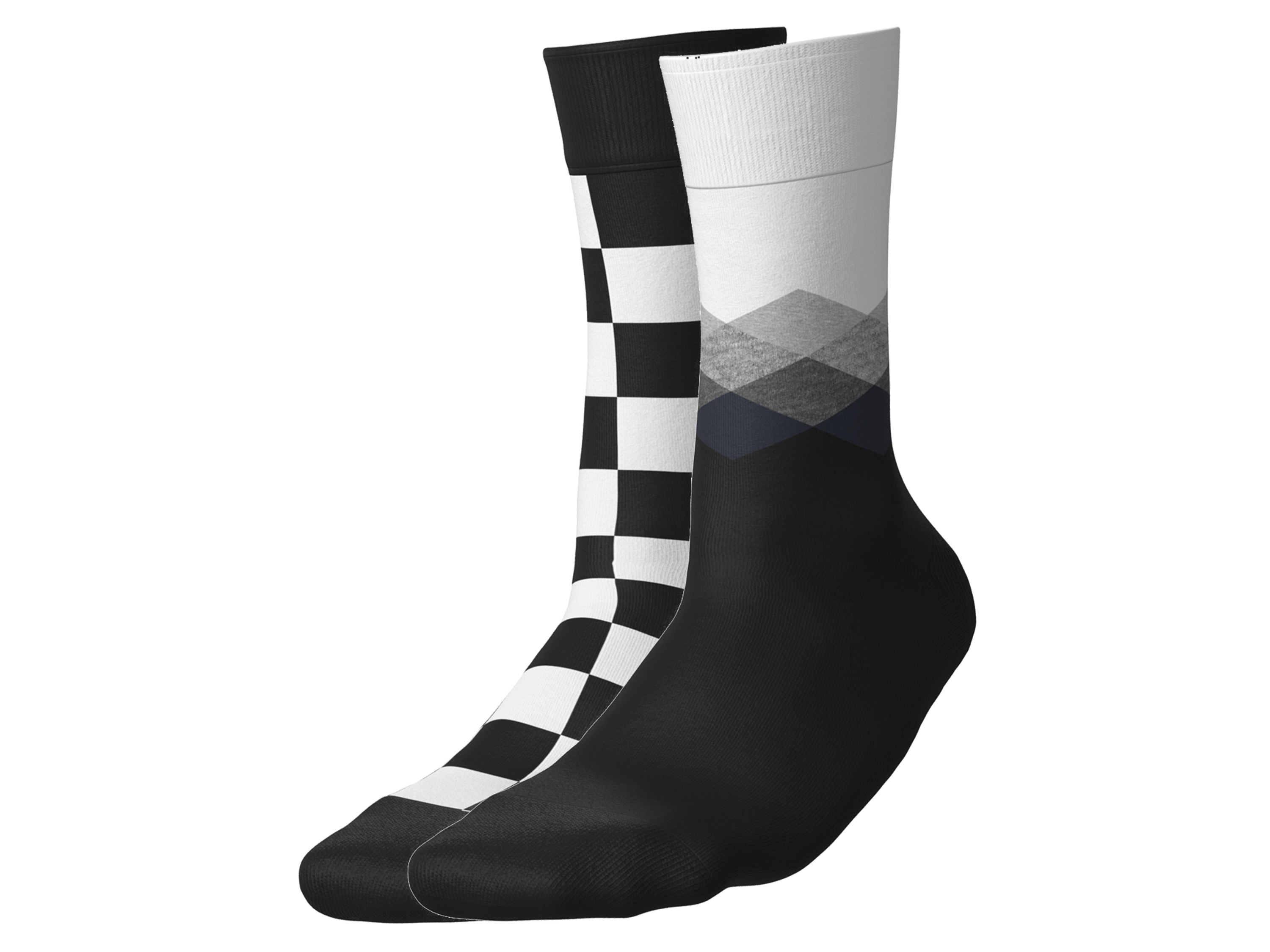 E-shop esmara® Dámske/pánske ponožky, 2 páry (károvaná/čierna/biela, 35/38)