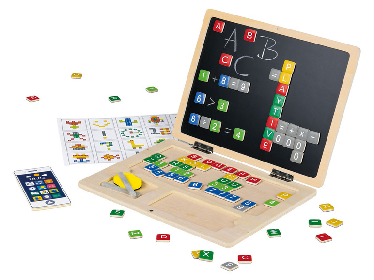 Prejsť na zobrazenie na celú obrazovku: Playtive Detský drevený notebook/Magnetické hodiny – obrázok 5