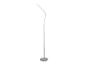 Biela LED stojacia lampa s flexibilným husím krkom a okrúhlou základňou.