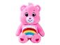 Ružový plyšový medvedík Care Bear s dúhou na bruchu.