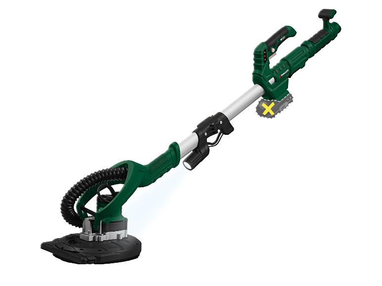 Teleskopická brúska na steny a stropy Parkside, zeleno-čierna, s LED svetlom.