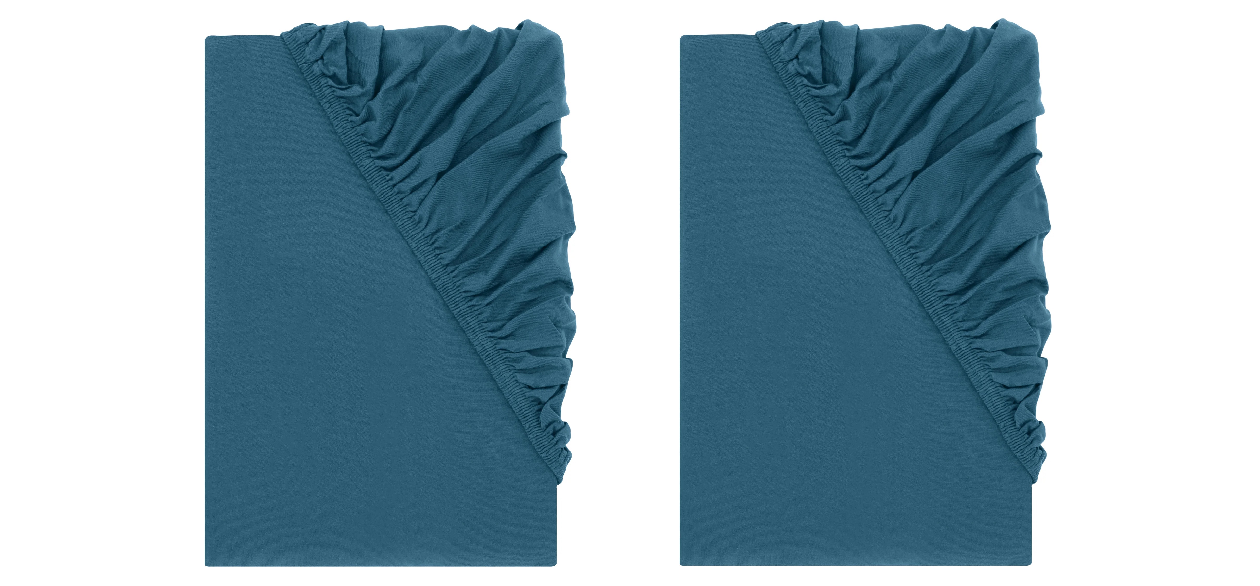 LIVARNO® Napínacia džersejová plachta, 90 – 100 x 200 cm, modrá, 2 kusy