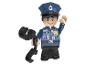 Lego štýlová figúrka policajta s putami a mávajúca