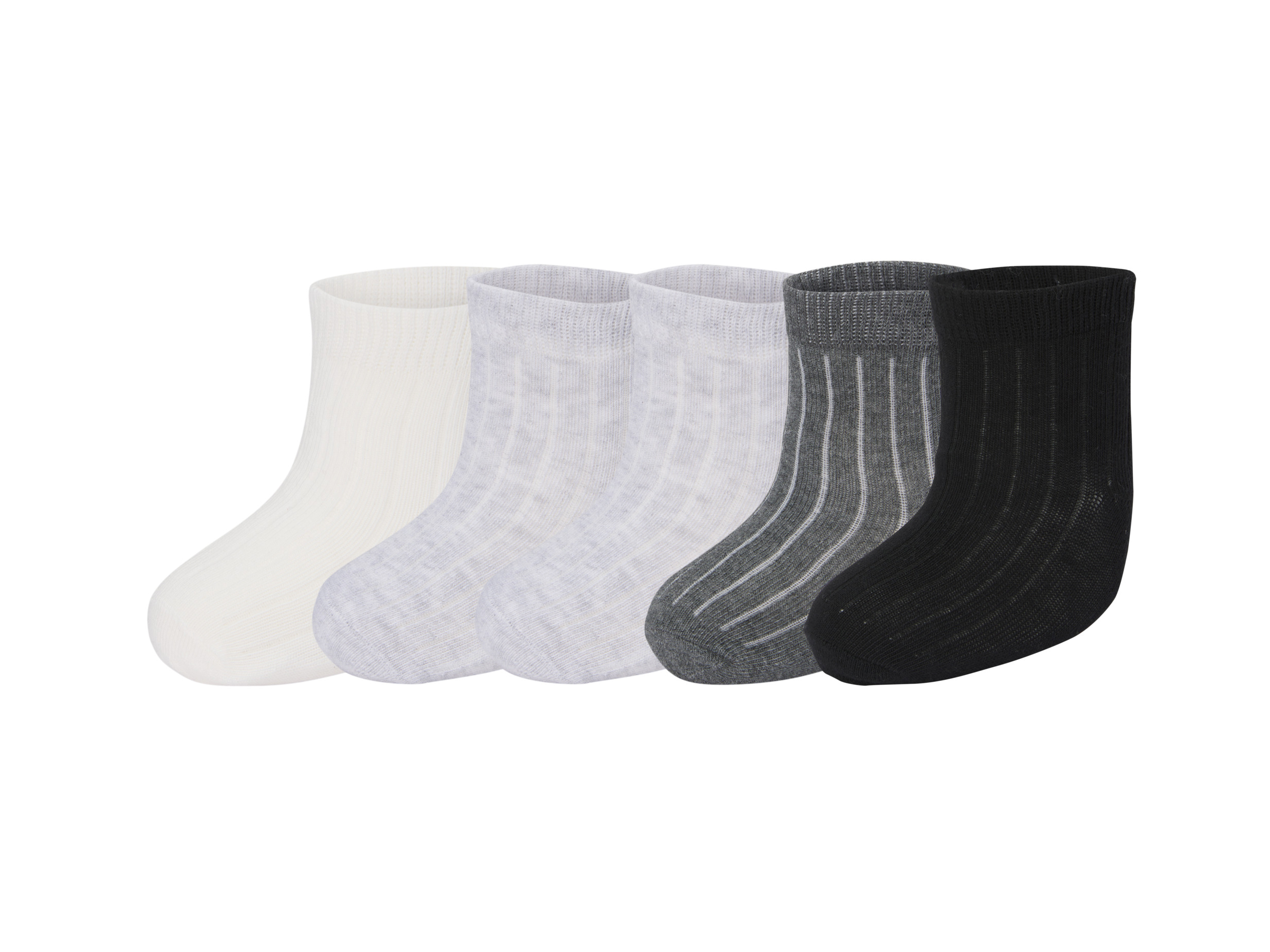 LUPILU® Ponožky pre bábätká, 5 párov (krémová/sivá/čierna, 15/18)