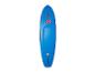 Modrý paddleboard s červenými detailmi a veľkým logom v strede.