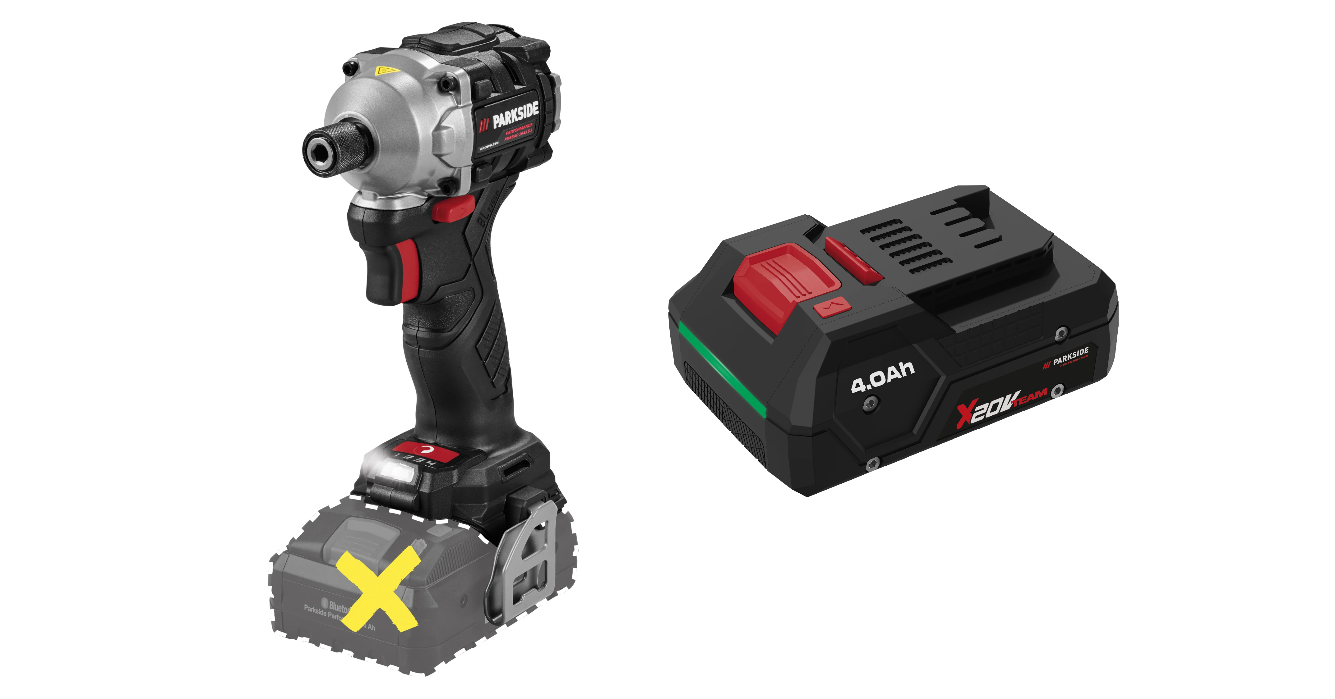 PARKSIDE PERFORMANCE® Aku rázový uťahovák PDSSAP 20-Li D3 + Smart akumulátor 20 V/4 Ah PAPP 204 A1
