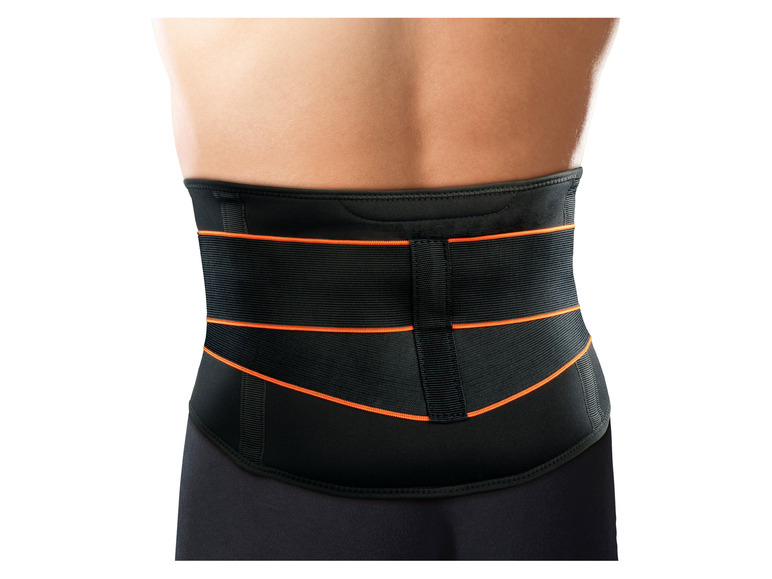Čierny a oranžový oporný pás na chrbát pre fitnes
