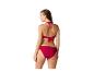 Dámske fuchsiové bikiny s reliéfnou textúrou, pohľad zozadu.
