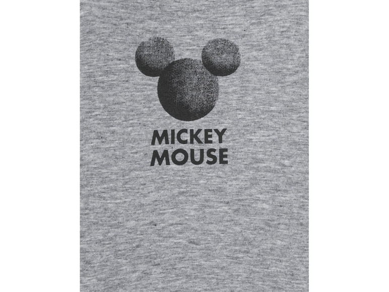 Sivé tričko s potlačou Mickey Mouse.