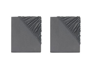 LIVARNO HOME Napínacia džersejová plachta, 90 – 100 x 200 cm, tmavosivá, 2 kusy