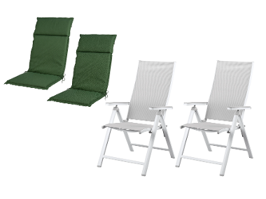 LIVARNO home Hliníkové kreslo Houston, biele/bledosivé, 2 kusy + Podložka na kreslo Houston, 2 kusy