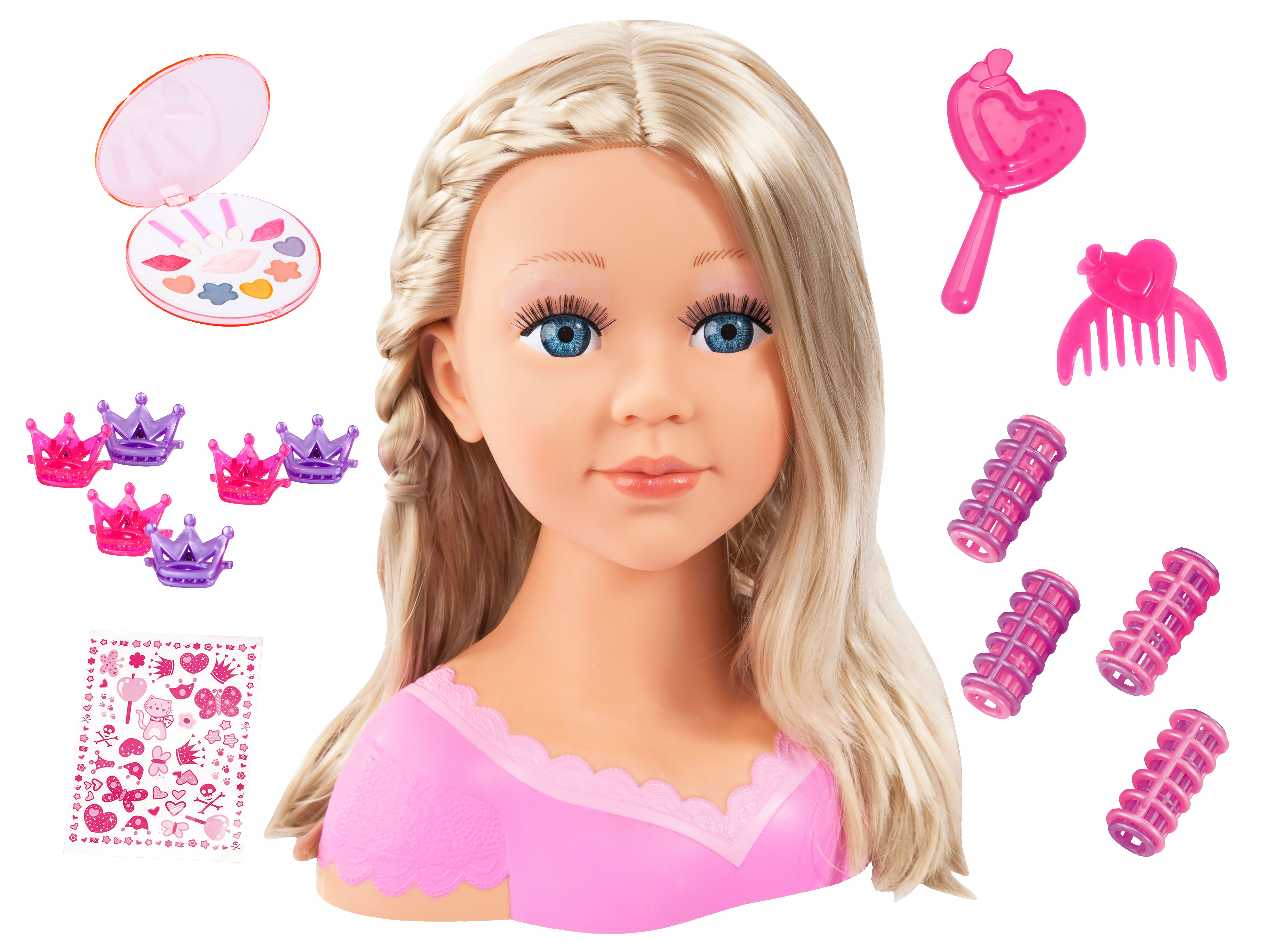 Bayer Design Hlava bábiky Charlene Super Model na česanie a líčenie (blond)