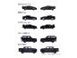 Kolekcia čiernych autíčok vrátane modelov Lamborghini, Toyota, Bugatti, Land Rover a GMC Hummer.