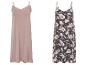 Dve camisole: púdrovoružová s čipkou a druhá s kvetinovým vzorom.