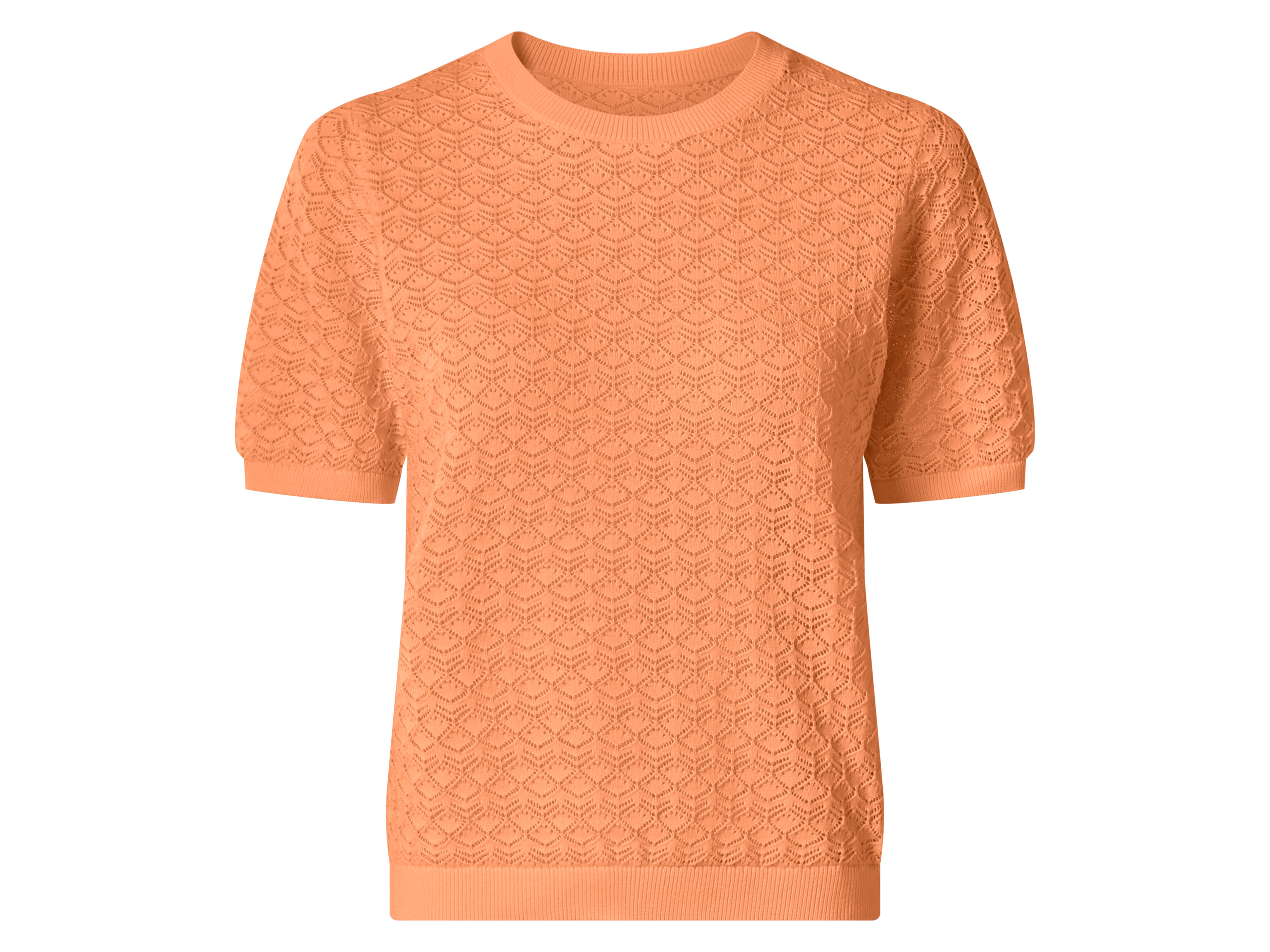 ESMARA® Dámsky ažúrový pulóver s krátkym rukávom (oranžová, M (40/42))