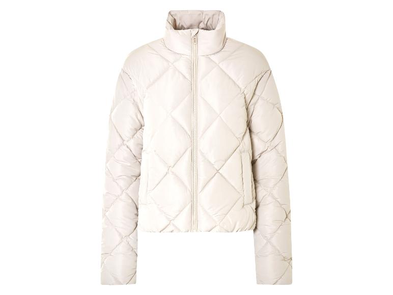 Béžová prešívaná puffer bunda so zipsom.