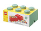 Lego úložná krabička v tvare zelenej Lego kocky so 6 priehradkami.