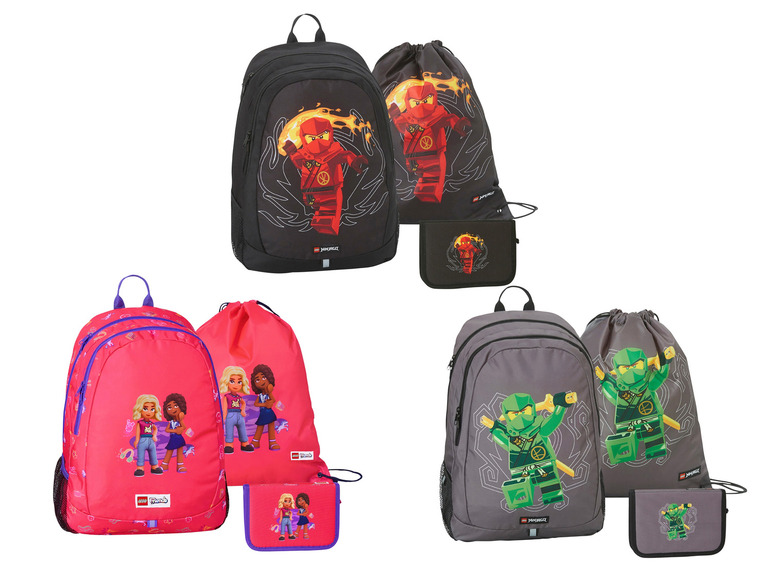 LEGO Ninjago a Friends batohy s priliehajúcou športovou taškou a puzdrom.