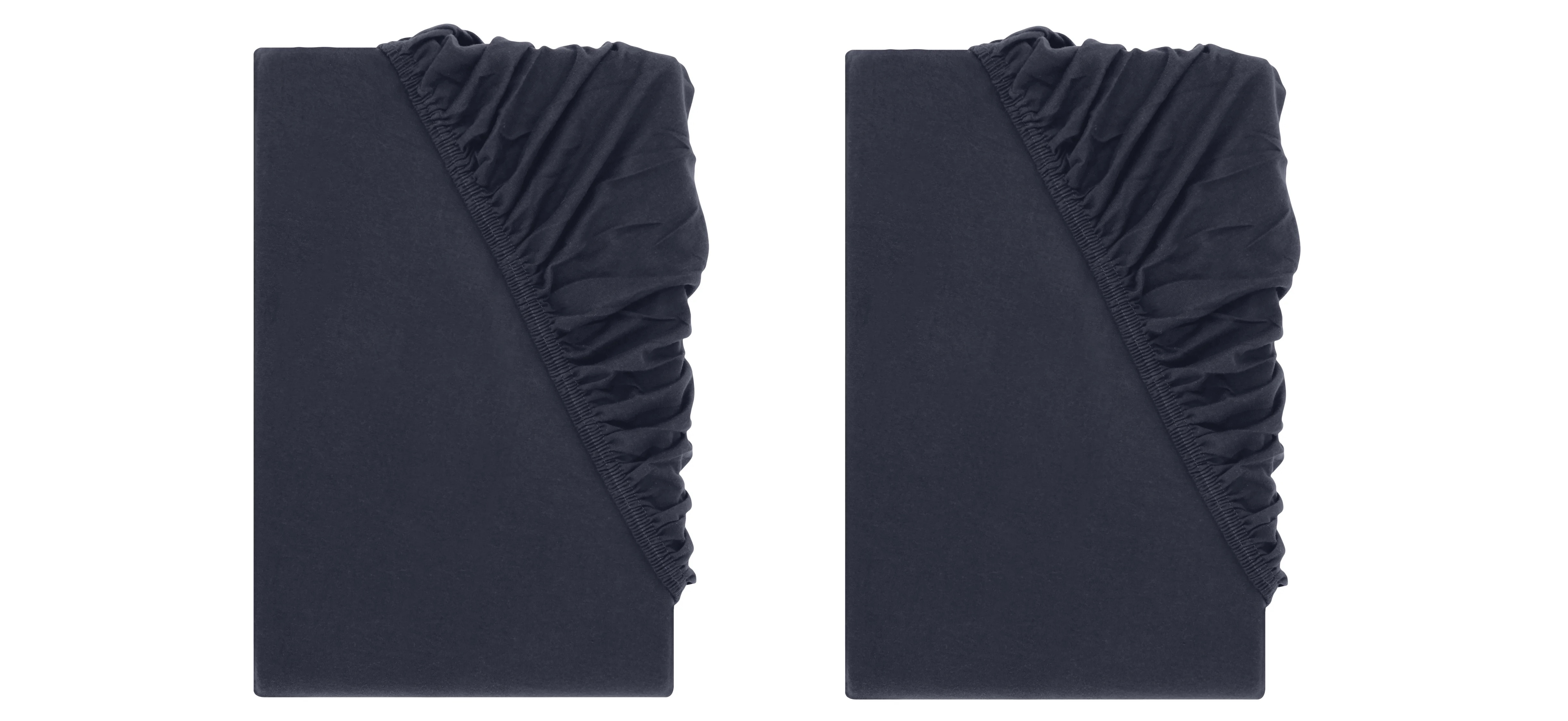 LIVARNO® Napínacia džersejová plachta, 90 – 100 x 200 cm, tmavomodrá, 2 kusy