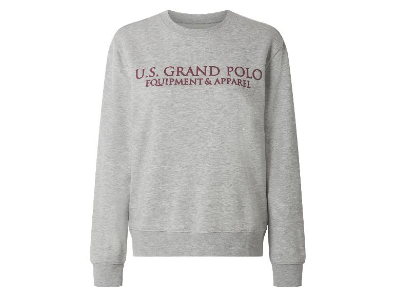 Sivá mikina s bordovým nápisom 'U.S. GRAND POLO EQUIPMENT & APPAREL'