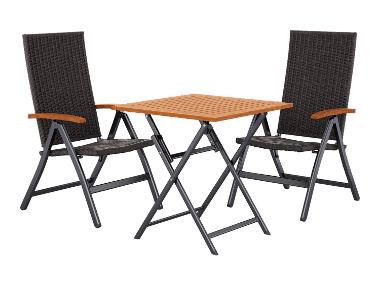 LIVARNO® Záhradný skladací stôl Valencia, 70 x 70 x 74 cm + Skladacie kreslo Valencia, 2 kusy