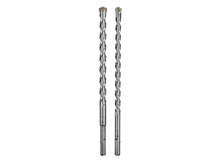 Dve betónové vŕtačky, jedna s priemerom 8 mm a druhá s priemerom 12 mm.