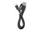 Čierny kábel USB-C na USB-A, zvinutý a zaistený, na bielom pozadí.
