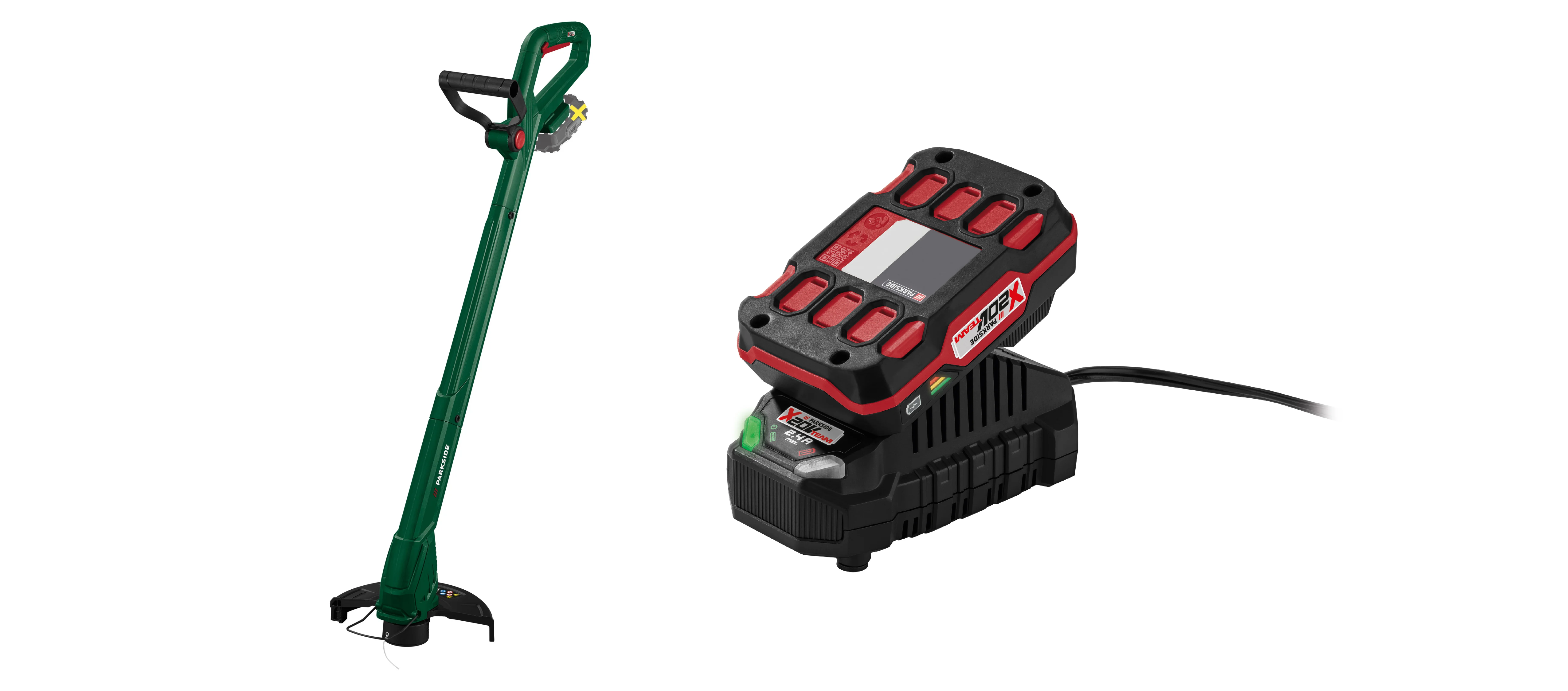 E-shop PARKSIDE® Aku strunová kosačka PART 20-Li A1 + Akumulátor 20 V/2 Ah PAP 20 B1 + Nabíjačka 20 V/2,4 A PLG 20 C1