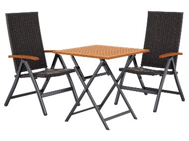 LIVARNO® Záhradný skladací stôl Valencia + Skladacie kreslo Valencia, 2 kusy